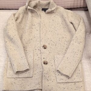 Ann Taylor Cream Speckled Sweater Blazer